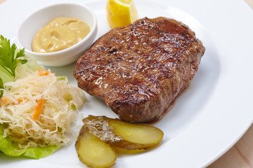 steak with cabbage salad