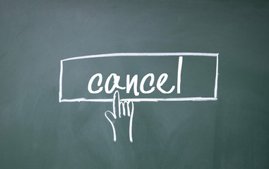 finger click cancel symbol on blackboard