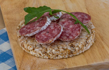 Crispbread with salami