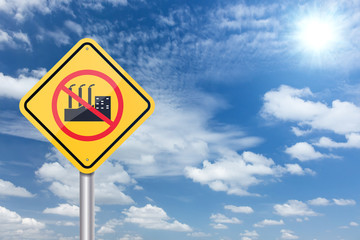 stop factory industry sign banner and clouds blue sky background