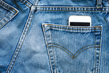 jeans bag with mobile smart phone