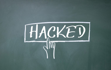 finger click hacked symbol on blackboard