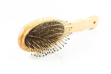 Hair Loss with comb on white background