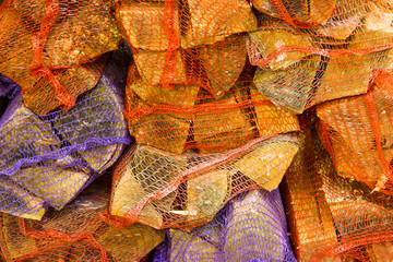 Firewood in net bag