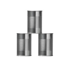 Tin cans isolated on white background