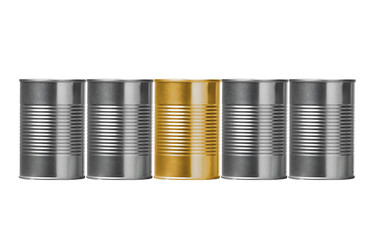 Tin cans isolated on white background