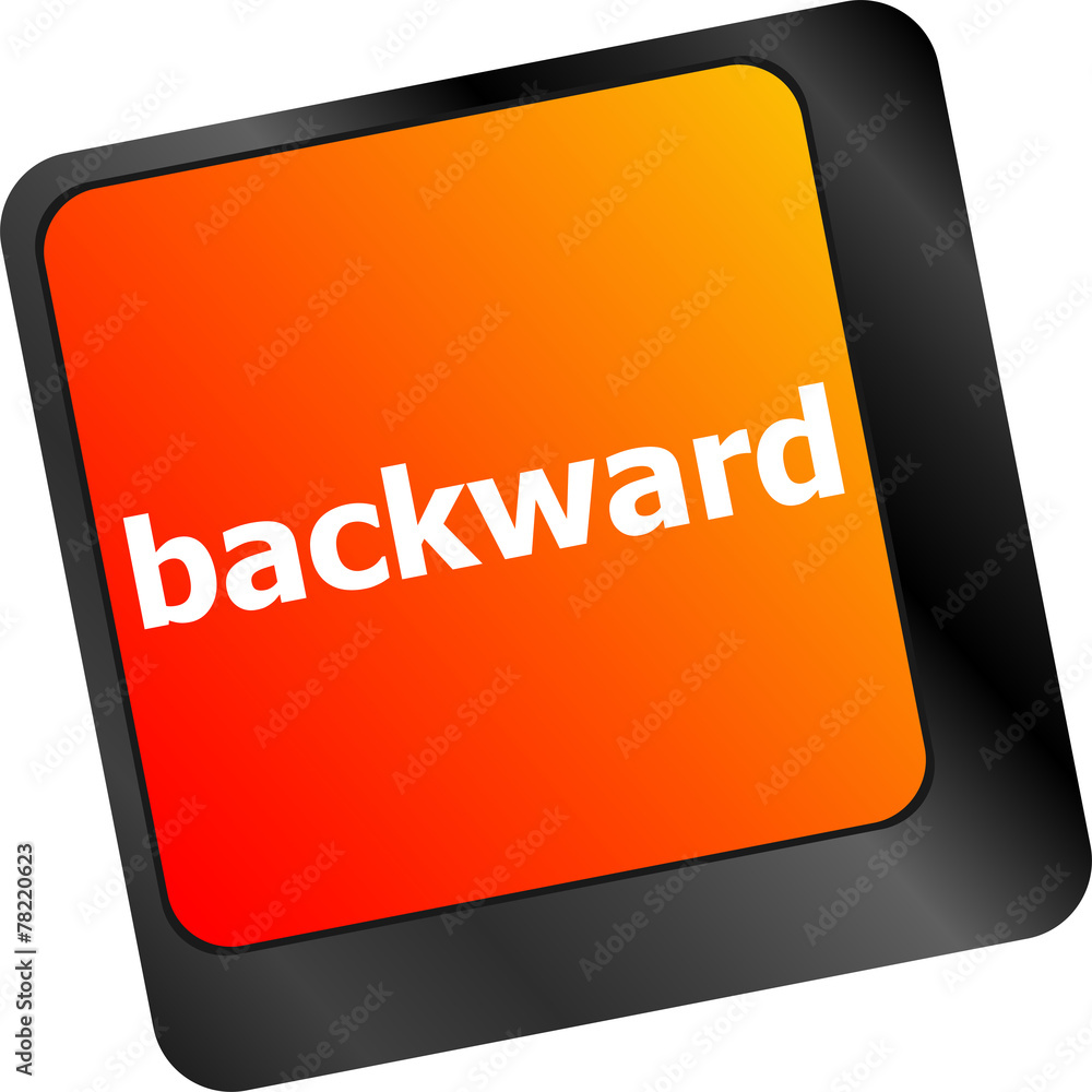 Aufkleber backward word on computer keyboard key button