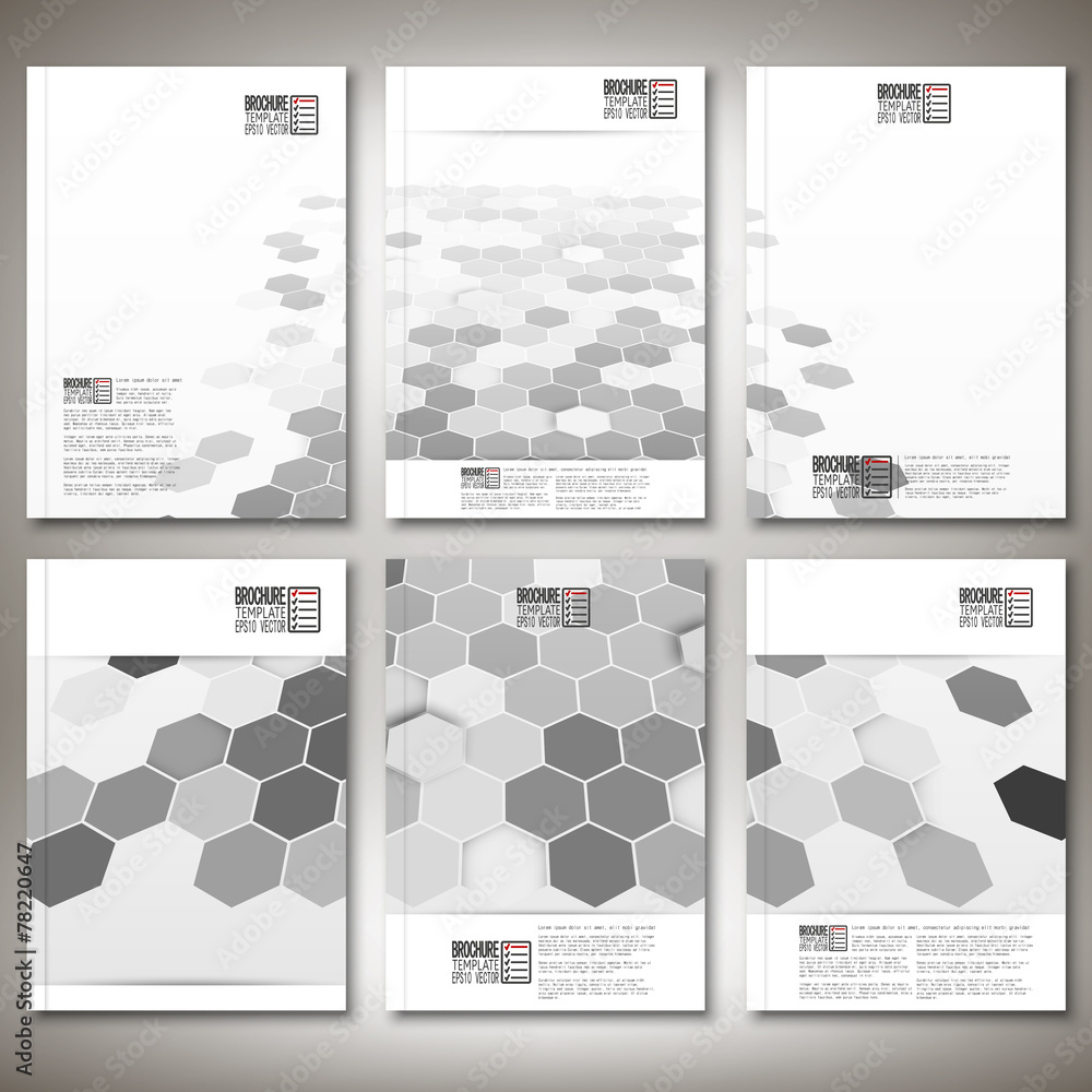 Poster geometric backgrounds, abstract hexagonal patterns. brochure