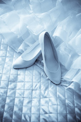 dress and shoes of bride