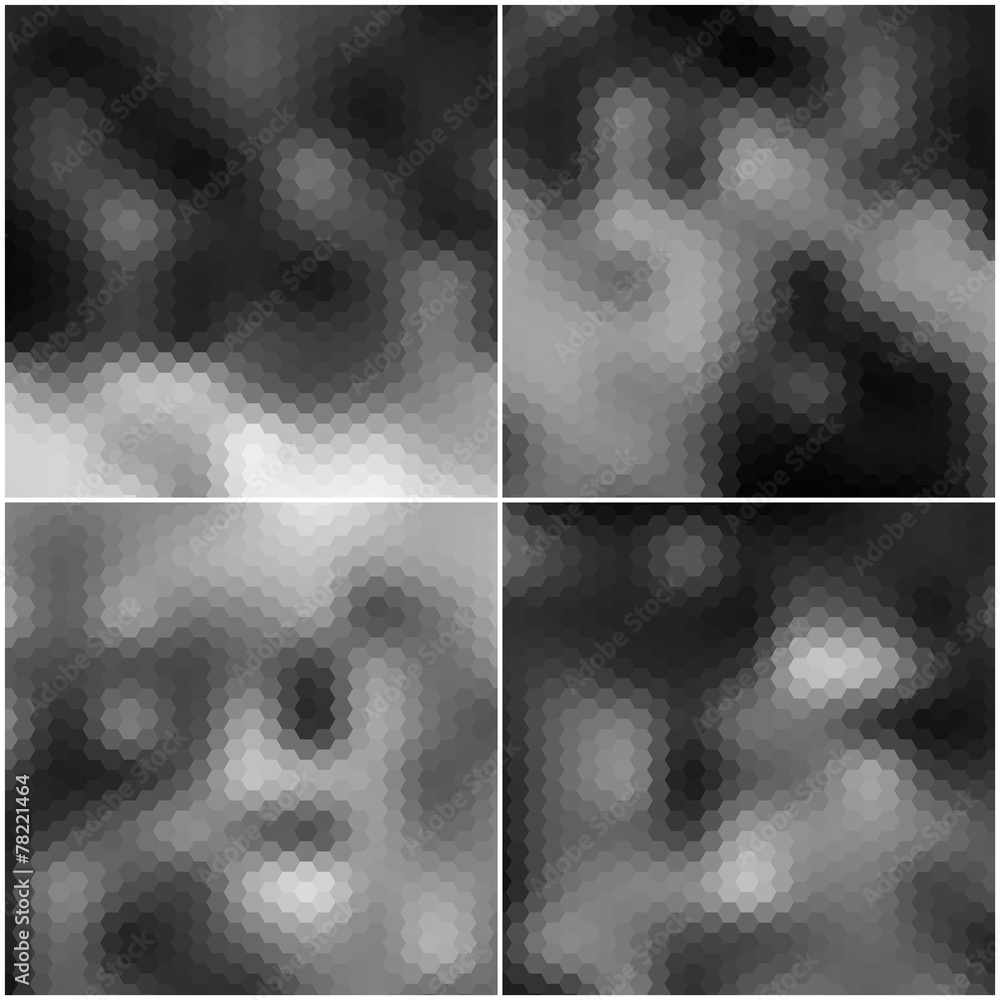 Poster black blurred hexagonal backgrounds vector set