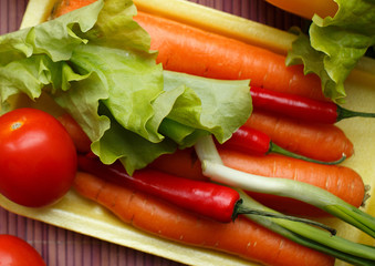 Varicolored vegetables on the table