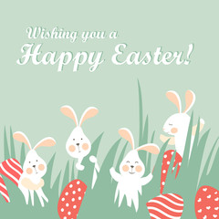 Obraz na płótnie Canvas Easter bunnies and easter eggs