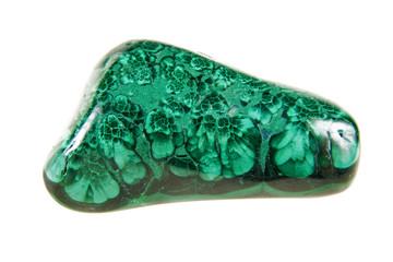 Malachite  semi-precious mineral on a white background.