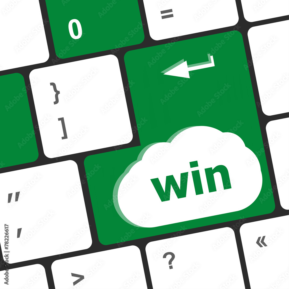 Poster win word on computer keyboard key button