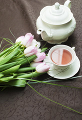 festive breakfast with a cup of tea