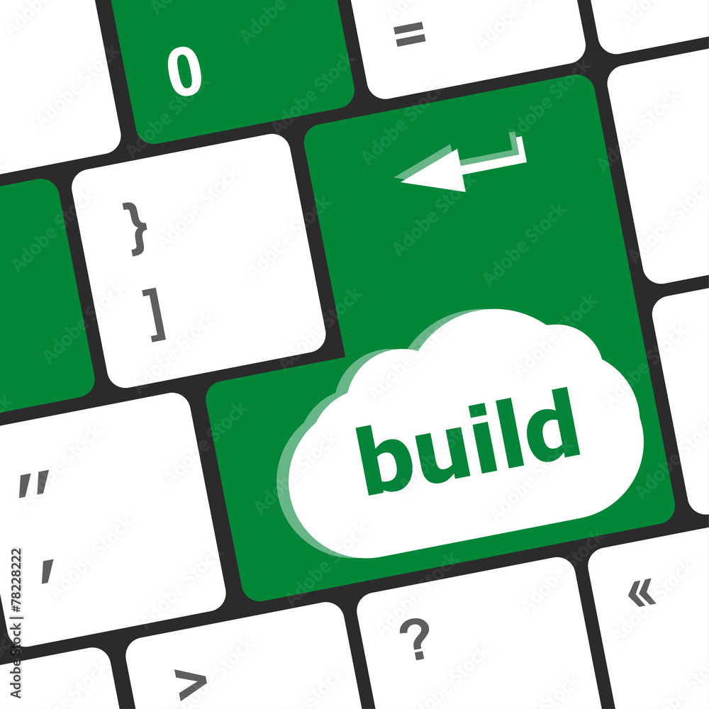 Fototapete keyboard keys with build button