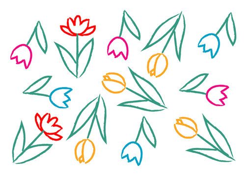 Fototapeta drawing children with flowers