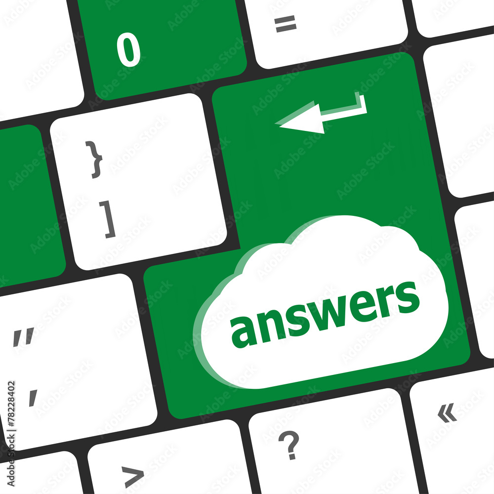 Poster get answers concept on the modern keyboard keys