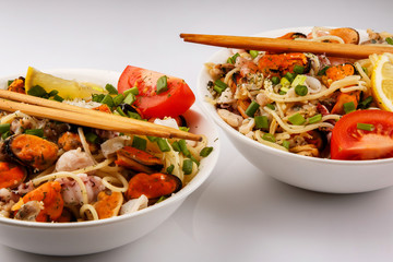 Noodles with seafood