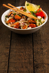 Noodles with seafood