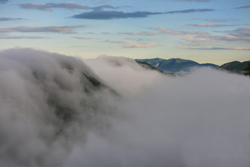 Sea of clouds over the Apennines, Umbria, italy