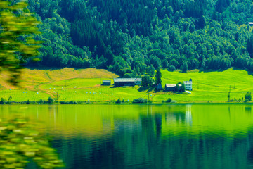 Fototapeta premium Norwegian house hytte in the mountains