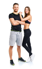 Sport couple - man and woman after fitness exercise