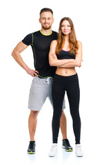 Sport couple - man and woman after fitness exercise