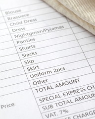 Laundry room service paper at hotel room