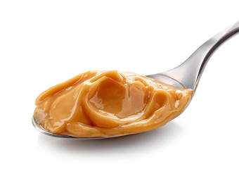 caramel pudding in a spoon