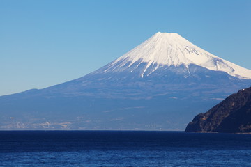 Fototapeta premium Mountain Fuji and sea from Izu city Shizuoka prefecture , Japan