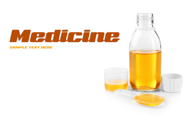 Cough syrup isolated on white