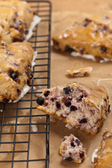 Blueberry Scones with Lemon Glaze. Selective focus.