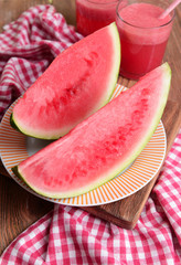 Juicy watermelon on table close-up