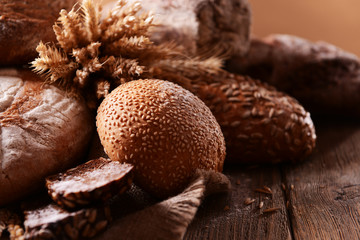 Different bread on table close-up