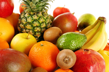 Assortment of exotic fruits close-up