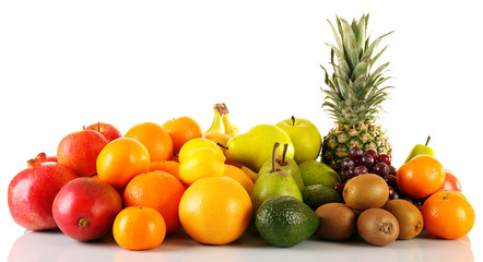 Assortment of exotic fruits isolated on white