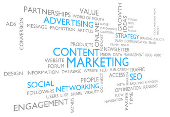 Content marketing through advertising, social networking and SEO