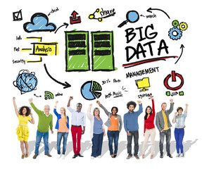 Big Data Management Teamwork Celebration Concept