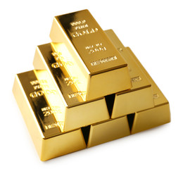 Gold bars isolated on white