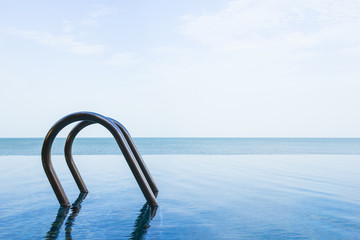 Sea view of infinity swimming pool with sky