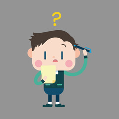 Character office man writing note theme elements