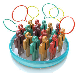 Inner circle business people talk meet in a social media network