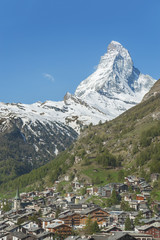 Fototapeta na wymiar Stunning Landscape of Mountain Matterhorn and Zermatt, Swiss