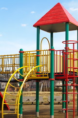 children playground at pubic park in summer season