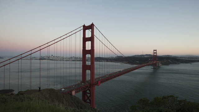 4K Time lapse Golden Gate Bridge Twilight to night