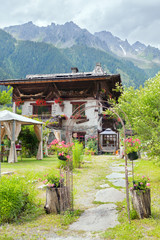 Fototapeta na wymiar Hotel in French Alps mountains
