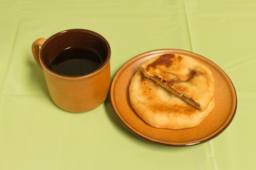 black coffee with chinese  pancakes