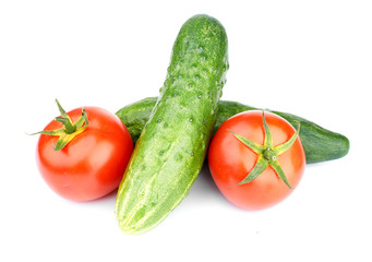 Ripe vegetables isolated on white background