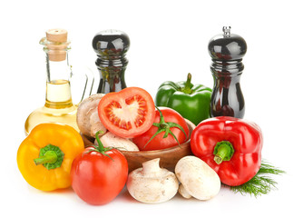 Fresh vegetables and mushrooms
